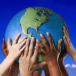 Hands and globe